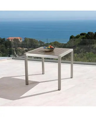 Place Order Outdoor Dining Table: Square Gray Faux Wood, 35"