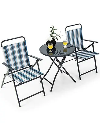 3pcs Patio Folding Dining Table Chair Set Heavy-Duty Metal Portable Outdoor Get Yours