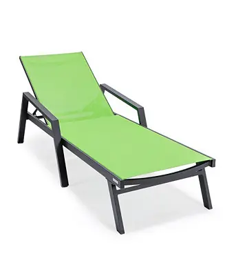 Marlin Patio Chaise Lounge Chair With Armrests in Black Aluminum Frame Limited Offer