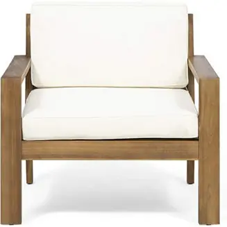 Free Shipping StreamdaleFurniture Set of 1 Wire Brushed Finish With Acacia Wood Club Chair