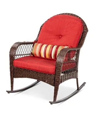 Express Delivery Outdoor Patio Wicker Rocking Chair Set with Cushions and Decorative Accent Pillow