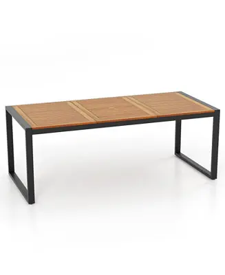 Acacia Wood Patio Table with Umbrella Hole for Garden and Poolside Don’t Miss Out