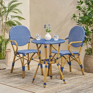 Same Day Shipping Streamdale 3-Pc French Bistro Set in Dark Teal & White