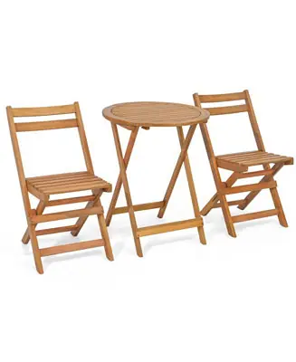 Get Yours 3 Pieces Folding Patio Bistro Set with Slatted Tabletop