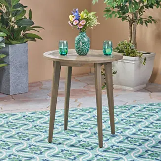 Acacia Wood Bistro Table Modern Outdoor Dining For Two Same Day Shipping