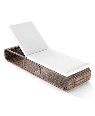 Seasonal Sale Adjustable 7-Position Rattan Chaise Lounge for Patio