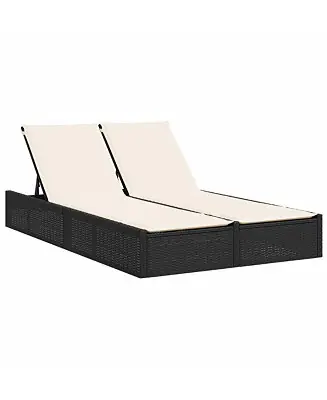 Mega Sale Double Sun Lounger Black, Cream White