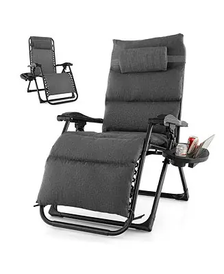 Holiday Sale Zero Gravity Chair Folding Recliner Lounge Chair w/ Cushion Cup Holder