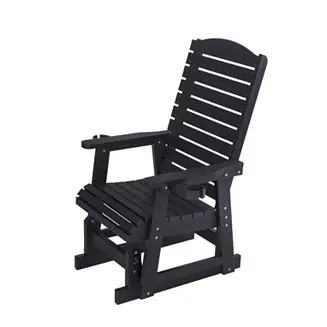 Poly Lumber Patio Glider for One Person, with Cup Holders, High Backrest and Deep Contoured Seat, HIPS Material, All-Weather Resistant Secure Checkout