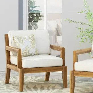 Streamdale Outdoor Acacia Club Chairs with Beige Cushions While Supplies Last