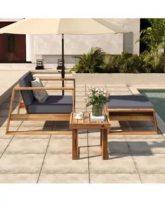 Limited Time Streamdale Acacia Lounge Set, Chair & Ottoman, Patio/Balcony/Garden