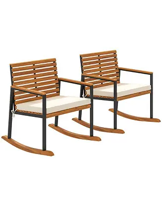 2PCS Outdoor Rocking Chair, Wooden Outdoor Rockers, Buy Direct