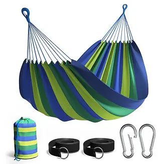 Next Day Delivery Brazilian Double Hammock - Extra-Long Two Person Portable Hammock Bed for Indoor or Outdoor Spaces - Hanging Rope, Carrying Pouch Included