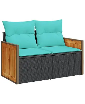 Garden Sofa Black, Blue Handmade