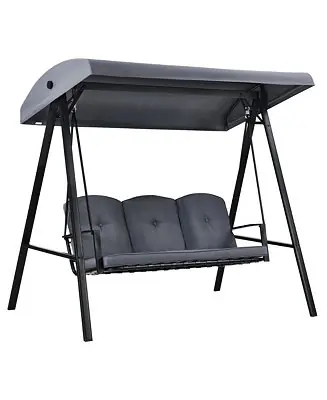 Place Order 3-Person Patio Porch Swing Cushioned Outdoor Swing Chair w/ Adjustable Canopy