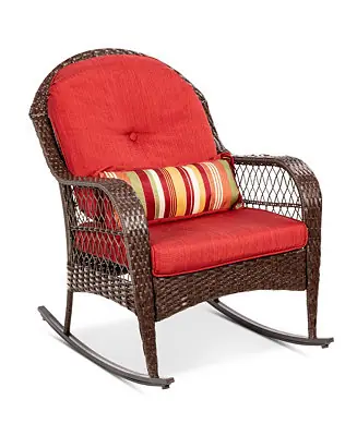 Exclusive Offer Outdoor Wicker Rocking Chair for Patio, Porch w/ Steel Frame, Weather-Resistant Cushions