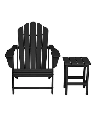 Outdoor Patio HDPE Adirondack Chair With Cup Holder and Table Set Today Only