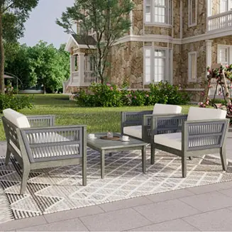 Streamdale 4-Piece Acacia Wood Patio Set with Cushions No Minimum Order