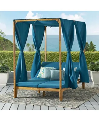 Streamdale Kenzie Outdoor Daybed With Adjustable Lounges And Curtains Reduced Price
