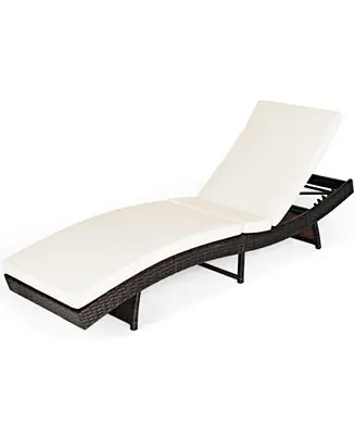Adjustable Pool Chaise Lounge Chair Outdoor Patio Furniture PE Wicker Instant Buy