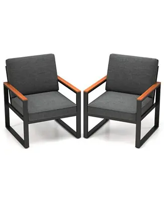Patio Aluminum Sofa Modern Armchairs Set of 2 for Balcony Secure Checkout