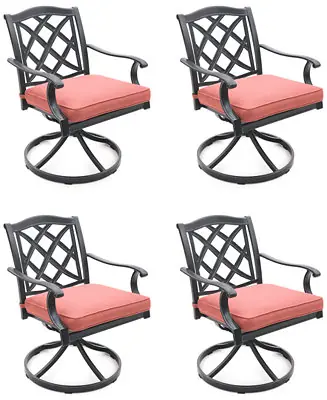 High Quality Wythburn Mix and Match Lattice Outdoor Swivel Chairs, Set of 4