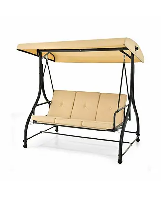Order Now 3 Seat Outdoor Porch Swing with Adjustable Canopy
