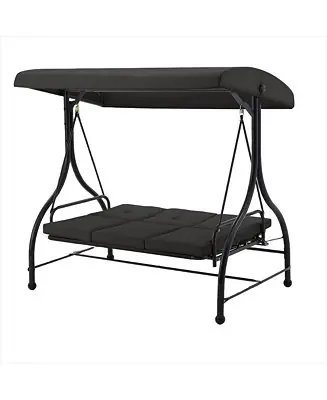 3-Person Metal Patio Swing Outdoor Porch Swing Chair for Adults for Garden Backyard Deck While Supplies Last