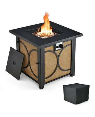 28 Inch 50000 BTU Outdoor Square Fire Pit Table with Cover Save Now