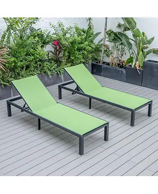 Clearance Marlin Patio Chaise Lounge Chair With Black Aluminum Frame, Set of 2