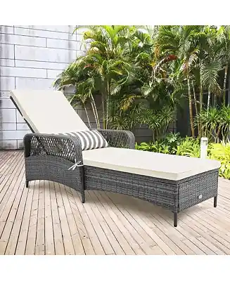 Super Sale Outdoor Chaise Lounge Chair Recliner with 6-Level Backrest Cushion and Pillow