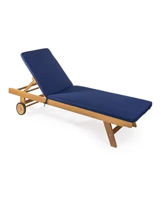 Secure Checkout Mallorca Modern Classic Adjustable Acacia Wood Chaise Outdoor Lounge Chair with Cushion & Wheels