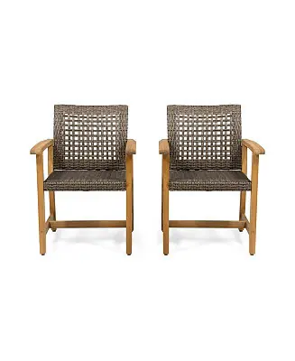 Cheap Streamdale Acacia Wood And Wicker Dining Chairs (Set Of 2)