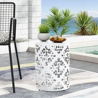 Streamdale Airy Modern Side Table with Iron Cut Floral Design Deal