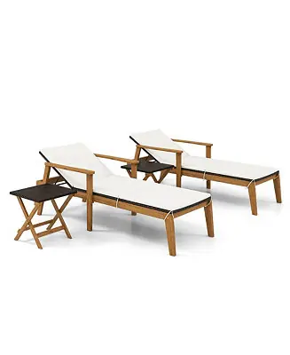Must Have Set Of 4 Outdoor Chaise Lounge Chair Set w/ Armrests & 4-Level Backrest for Poolside