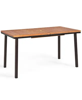 Free Delivery 55 Inch Patio Acacia Dining Table with Umbrella Hole