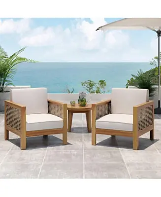 Streamdale Acacia Wood Club Chairs (Set of 2) - Teak Finish Authentic