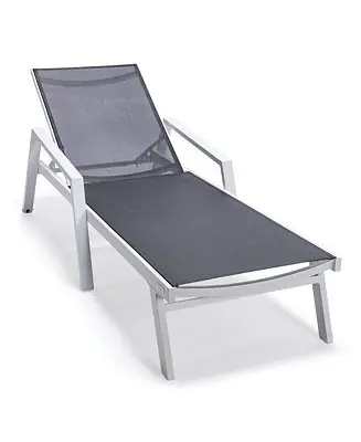 Marlin Patio Chaise Lounge Chair With Armrests in White Aluminum Frame Grab Now