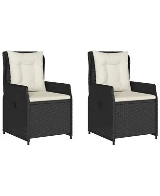 Reclining Garden Chair Black PE rattan Standard outdoor chair size Factory Price
