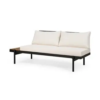 Cheap Streamdale Theo 2-Seater Acacia Wood And Iron Sofa With Water-Resistant Cushions