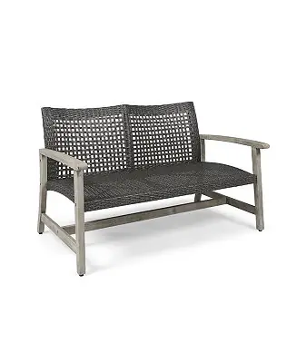 Low Price Classic 52 in. Wicker Outdoor Loveseat Features Acacia Wood Frame