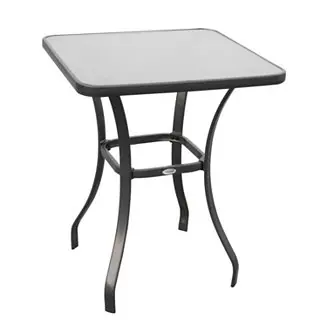 Money Back Guarantee 27" Square Bistro Table Garden Dining Table Outdoor Tempered Glass Table