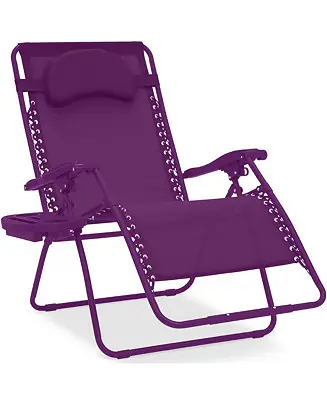 Premium Oversized Zero Gravity Chair, Folding Outdoor Patio Recliner w/ Cup Holder