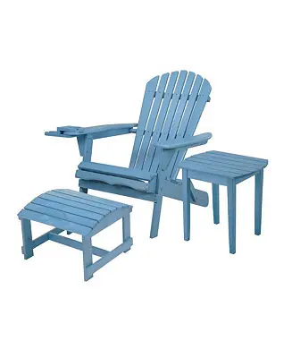 Professional Grade Foldable Adirondack Chair With Cup Holder Bristro Set With Ottoman