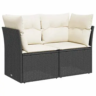 Warranty Included Garden Sofa Black PE Rattan 2-seater Removable Covers