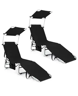 Set of 2 Portable Reclining Chair with 5 Adjustable Positions Direct From Factory