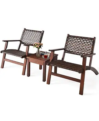 Sale 3PCS Patio Rattan Furniture Set Coffee Table