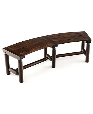 Low Price Patio Curved Bench Carbonized Wood Dining Bench for Round Table