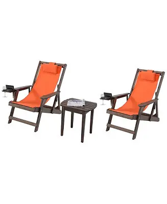 Canvas Sling Chairs With Cup And Wine Holder And End Table Limited Time