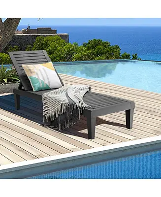 Patio Outdoor Chaise Lounge Chair Recliner w/ Adjustable Backrest Brown Budget